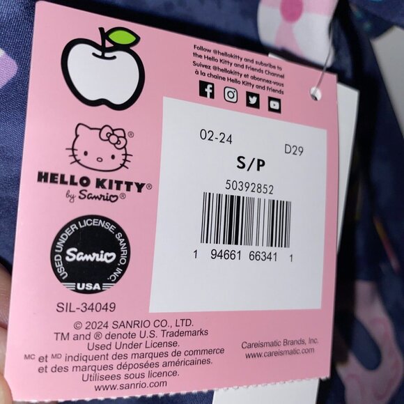 Hello Kitty by Sanrio Ladies Scrub Top Shirt Summer Beach Pool Theme Size Small - Picture 6 of 15